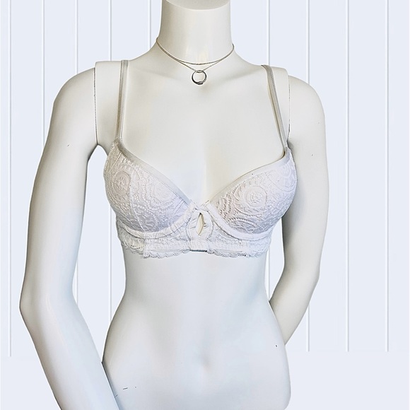 Aerie White Plunge Bra 32B Push Up Bra - Picture 4 of 17